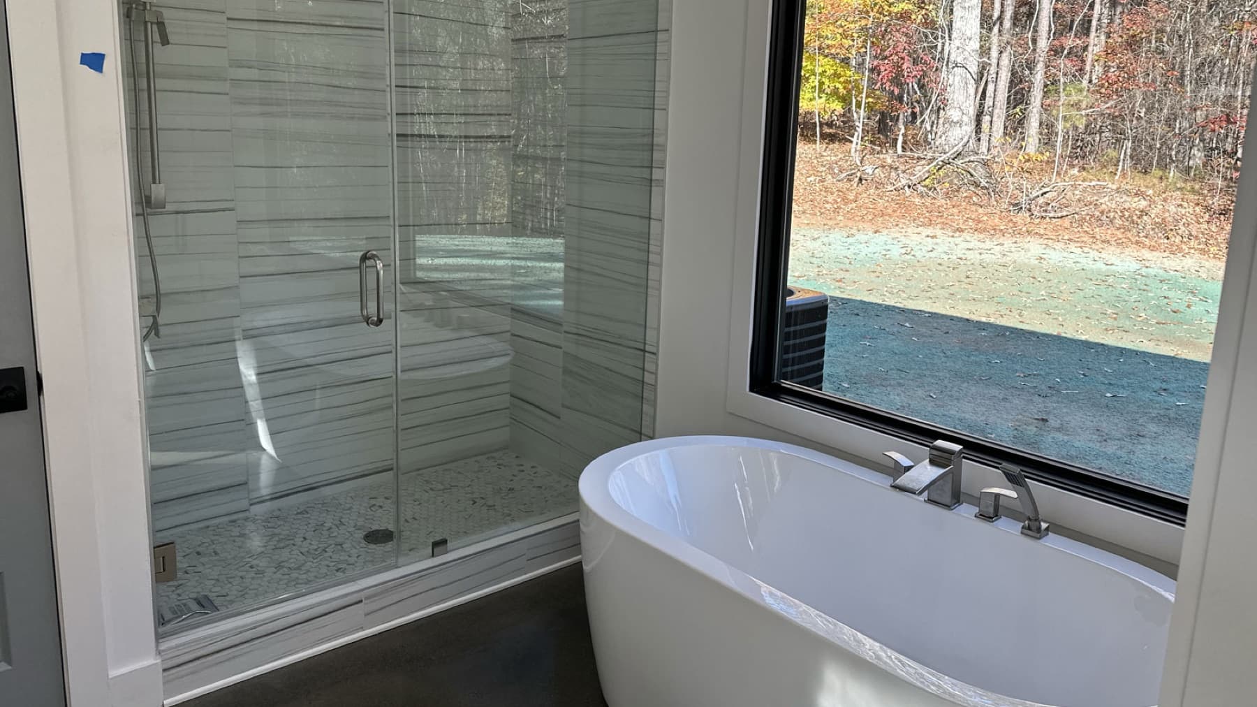Freestanding tub and walk-in shower