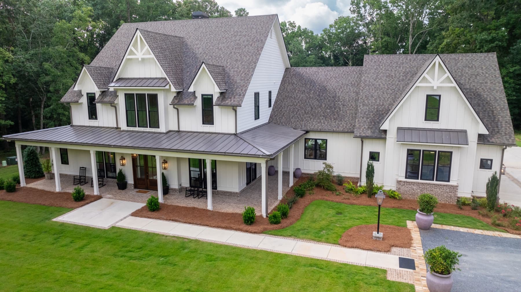 Front elevation of a custom farmhouse